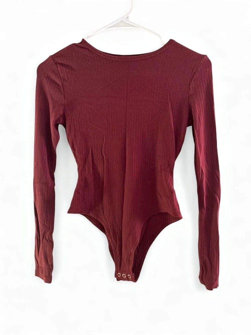 Arizona Jeans Ribbed Long Sleeve Bodysuit in Red Size XS